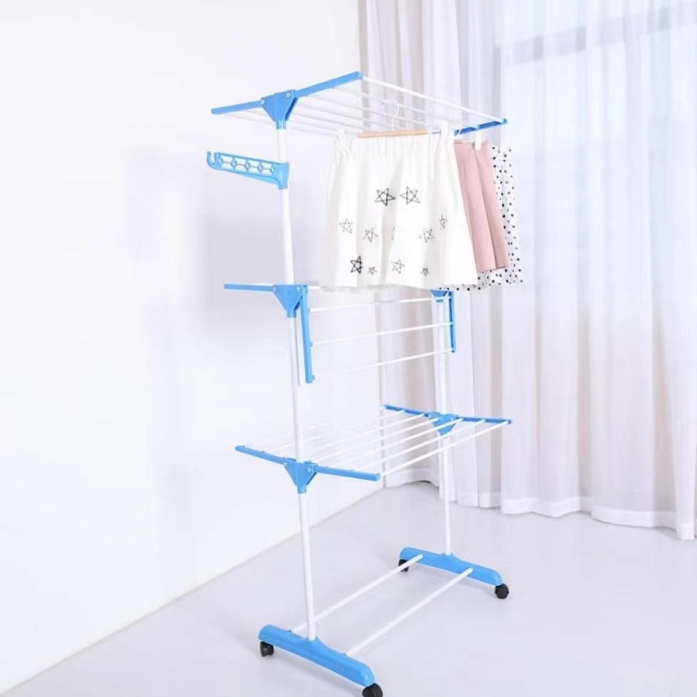 Séchez plus, gagnez de l’espace et gardez votre linge bien organisé - Étendoir à vêtements pliable 3 niveaux avec roulettes