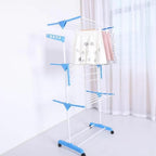 Séchez plus, gagnez de l’espace et gardez votre linge bien organisé - Étendoir à vêtements pliable 3 niveaux avec roulettes