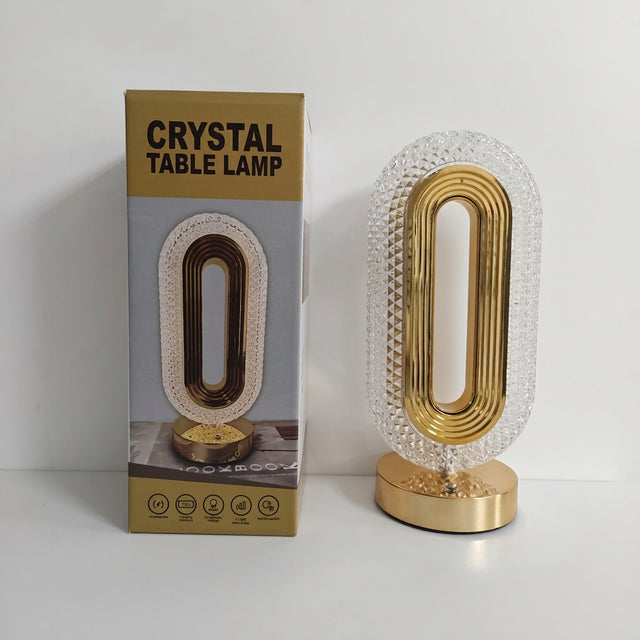 Lampe de table LED en acrylique sur socle doré